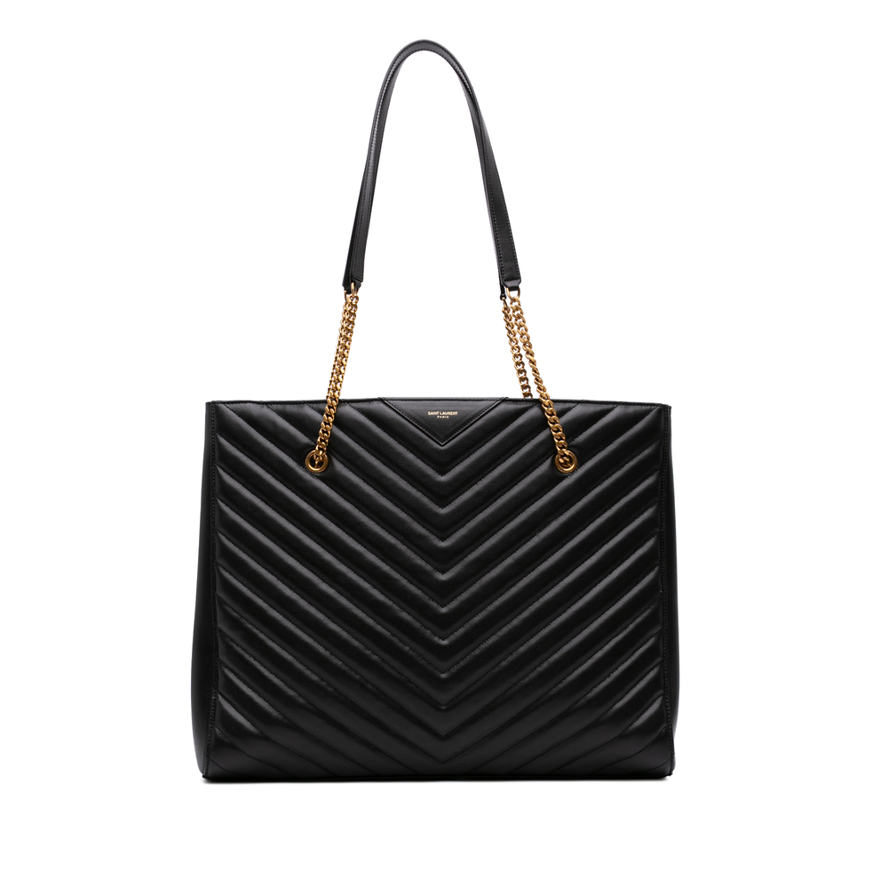 Pre-Loved Saint Laurent Large Chevron Grain De Poudre Tribeca Shopping Tote